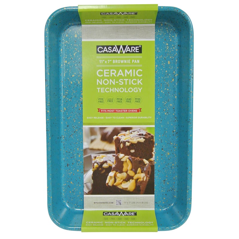 casaWare Toaster Oven Baking Pan 7 x 11-inch Ceramic Coated Non-Stick (Blue Granite) - Image 1